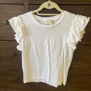 White Ruffle Sleeve Tee